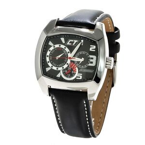 Chronotech Black Leather Dress Men's Watch